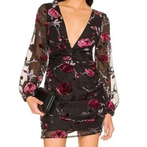 New with tags - MAJORELLE deep V-neck & back — Floral print Dress